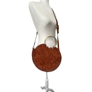 Anthropologie Melanie Whipstitched Round Bag Vegan Faux Leather Handbag